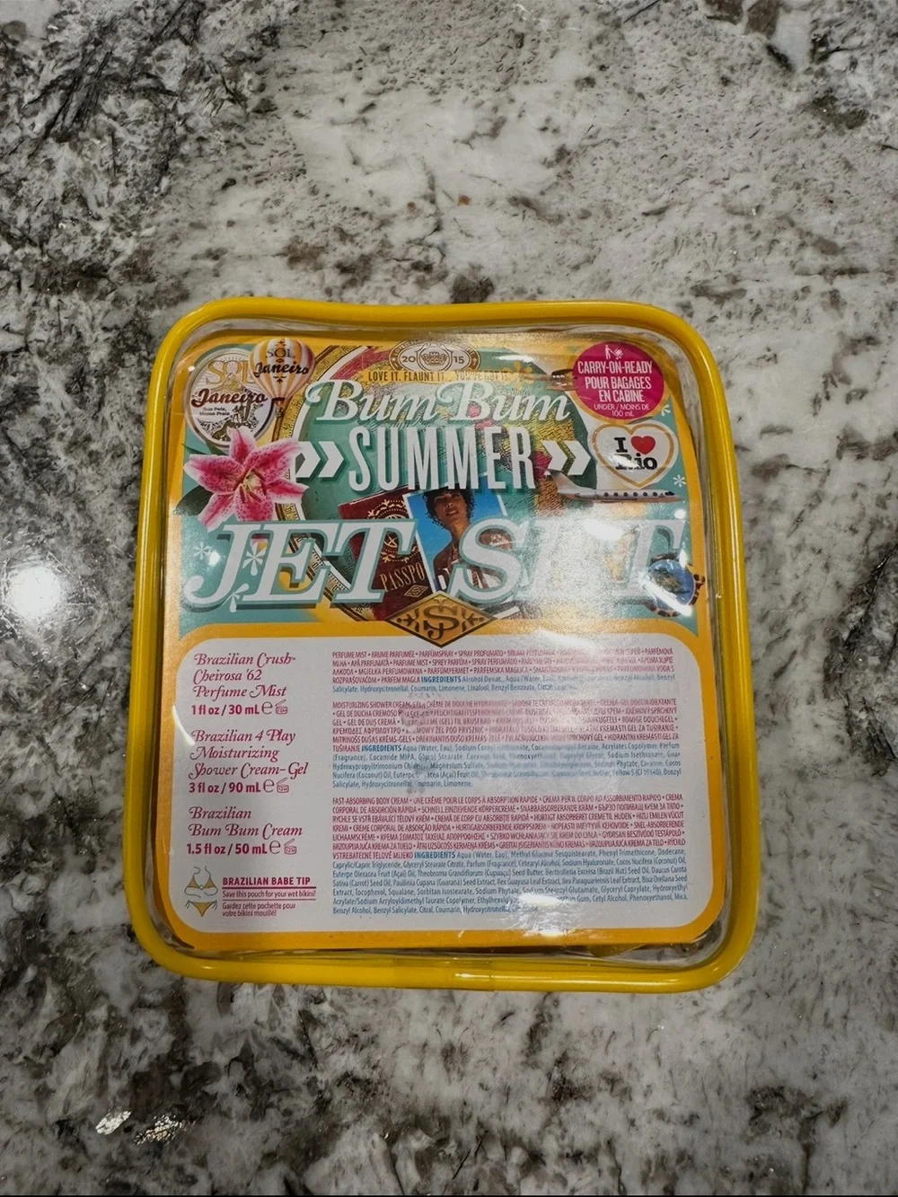 Sol de Janeiro Yellow Travel Bath & Body Set with Brazilian Bum Bum Cream